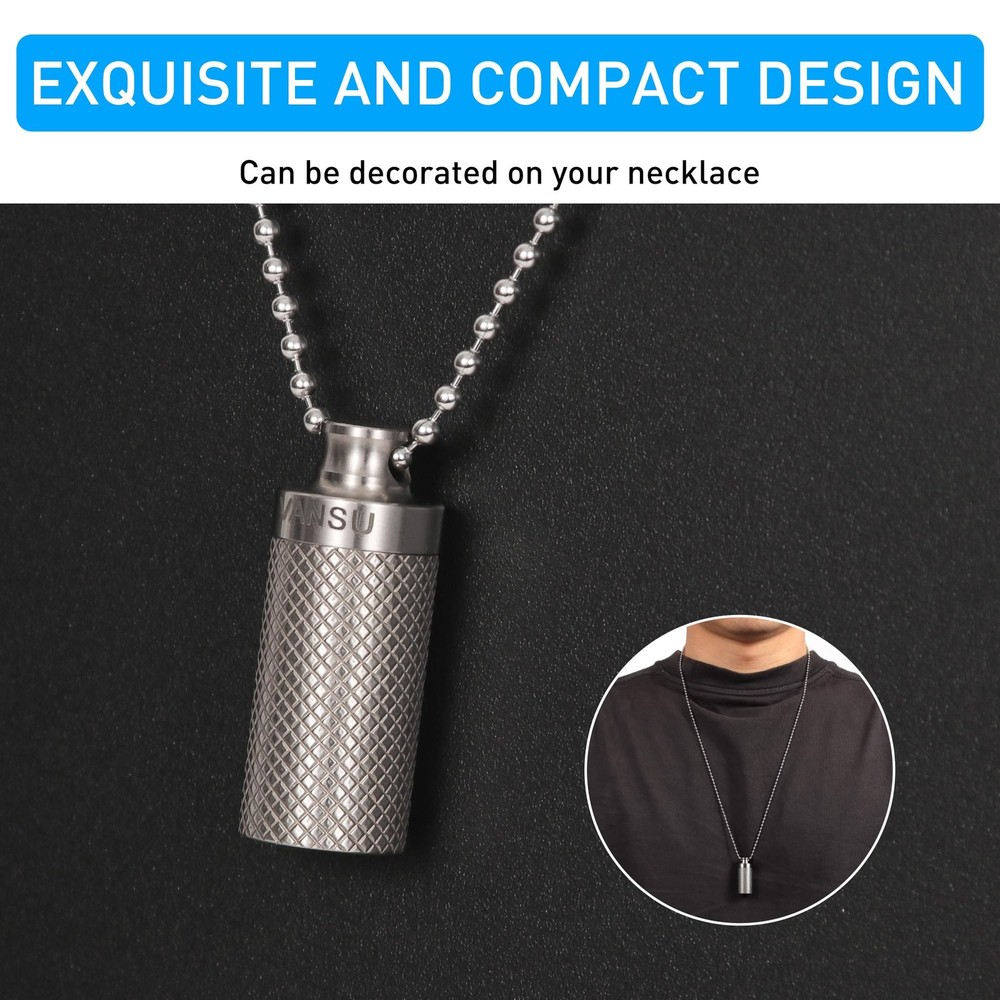 VANSU Titanium Waterproof Keychain Pill Tiny-silver-2 Pack, Silver-2 Pack