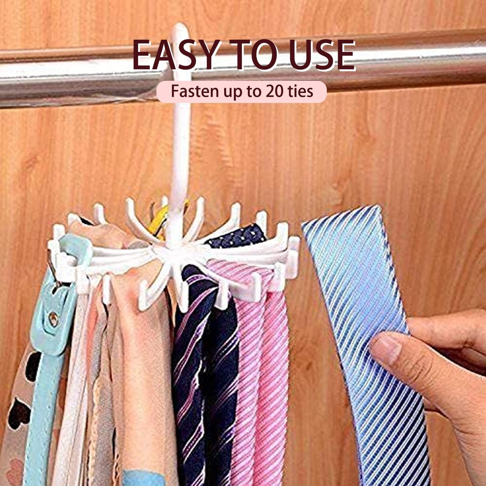 2Pack Circular Tie Hanger Updated Twirl Tie Rack Adjustable Twirl Tie Rack Ti...