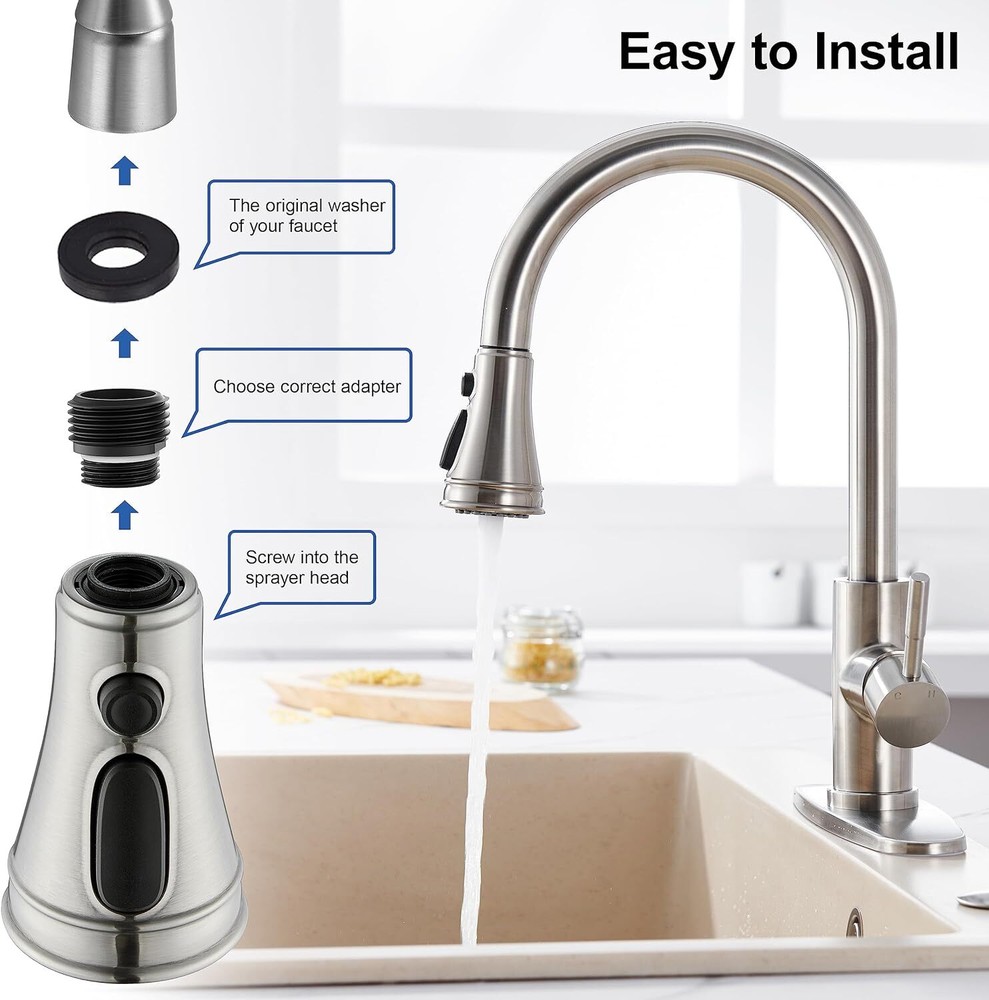 Pull Down Kitchen Faucet Head Replacement 3-Gear Faucet Head Sink Spray Nozzle