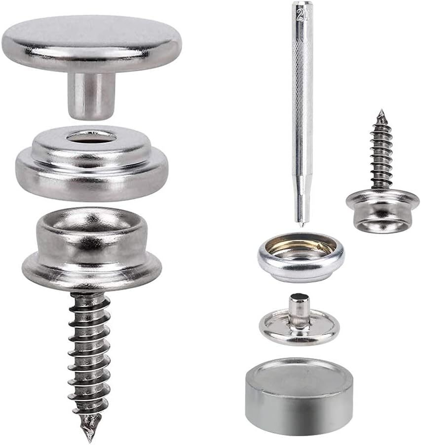 Screw Snap Fastener Stainless Steel Boat Canvas Press Stud Cover Button Kit