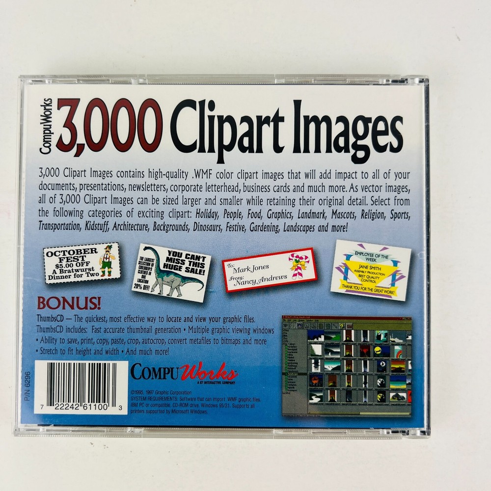 CompuWorks 3000 Clipart Images PC CD ROM Software