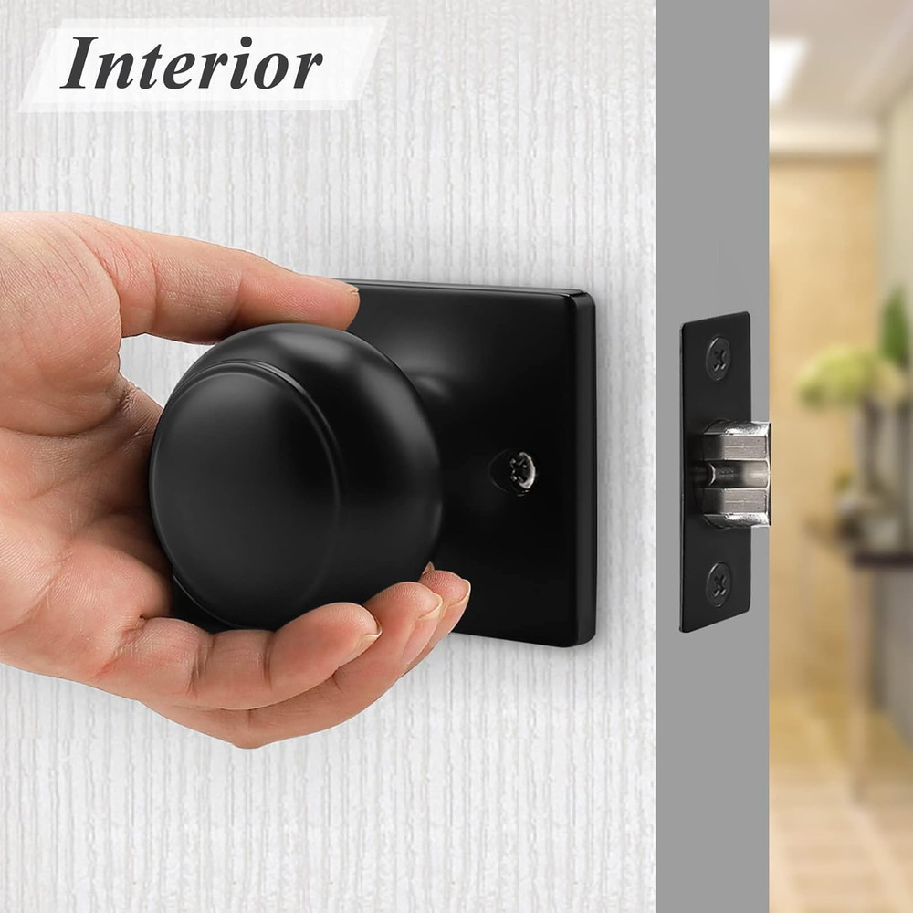 Colonial Passage Door Knobs Black Interior Non-Locking Door Handles for Hall/Clo