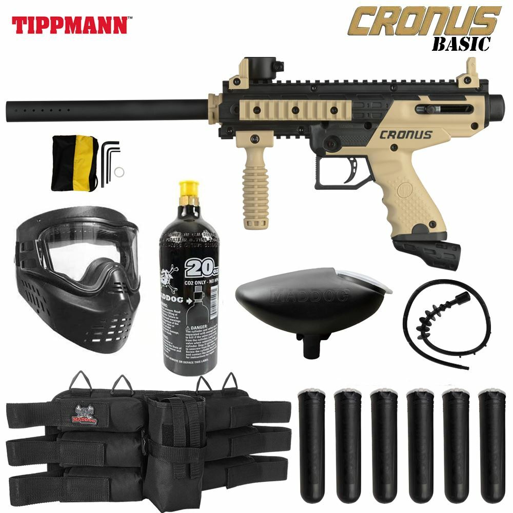 Maddog Tippmann Cronus Basic Titanium CO2 Paintball Gun Starter Package Tan
