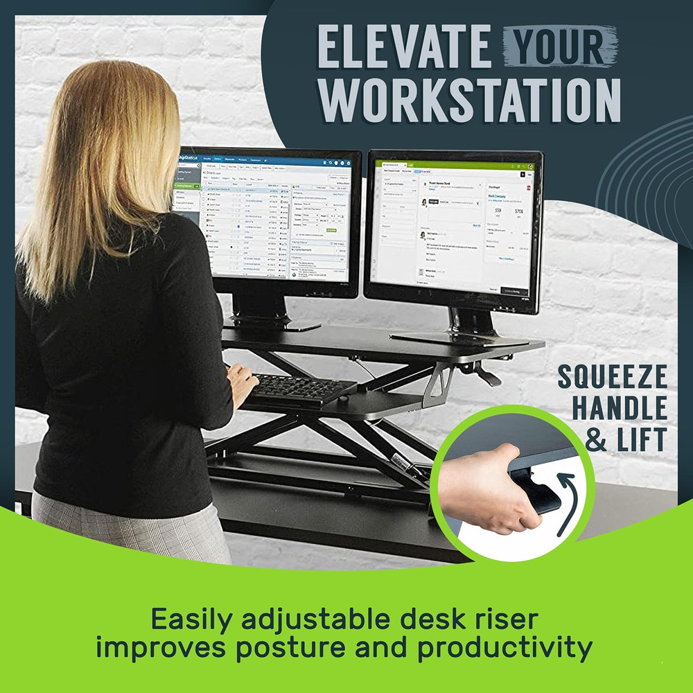 Techorbits Standing Desk Converter - 32 Inch Adjustable Sit to Stand up Workstat