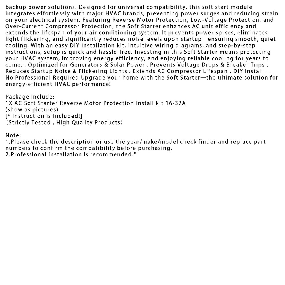AC Soft Starter Reverse Motor Protection (16-32A + Install Kit