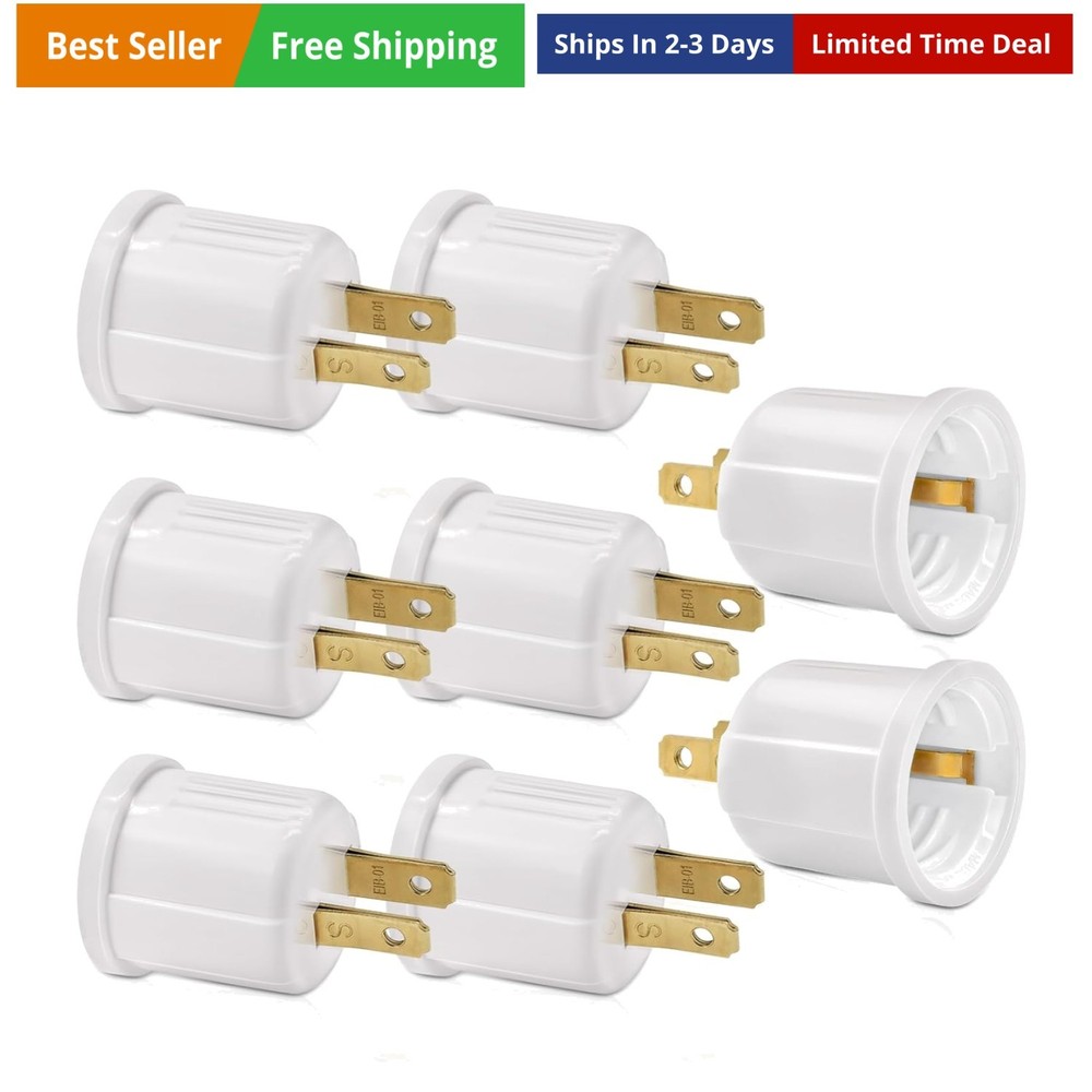 Outlet to Socket Adapter, Plug-in Light Socket, Convert Outlet to Light Bulb ...
