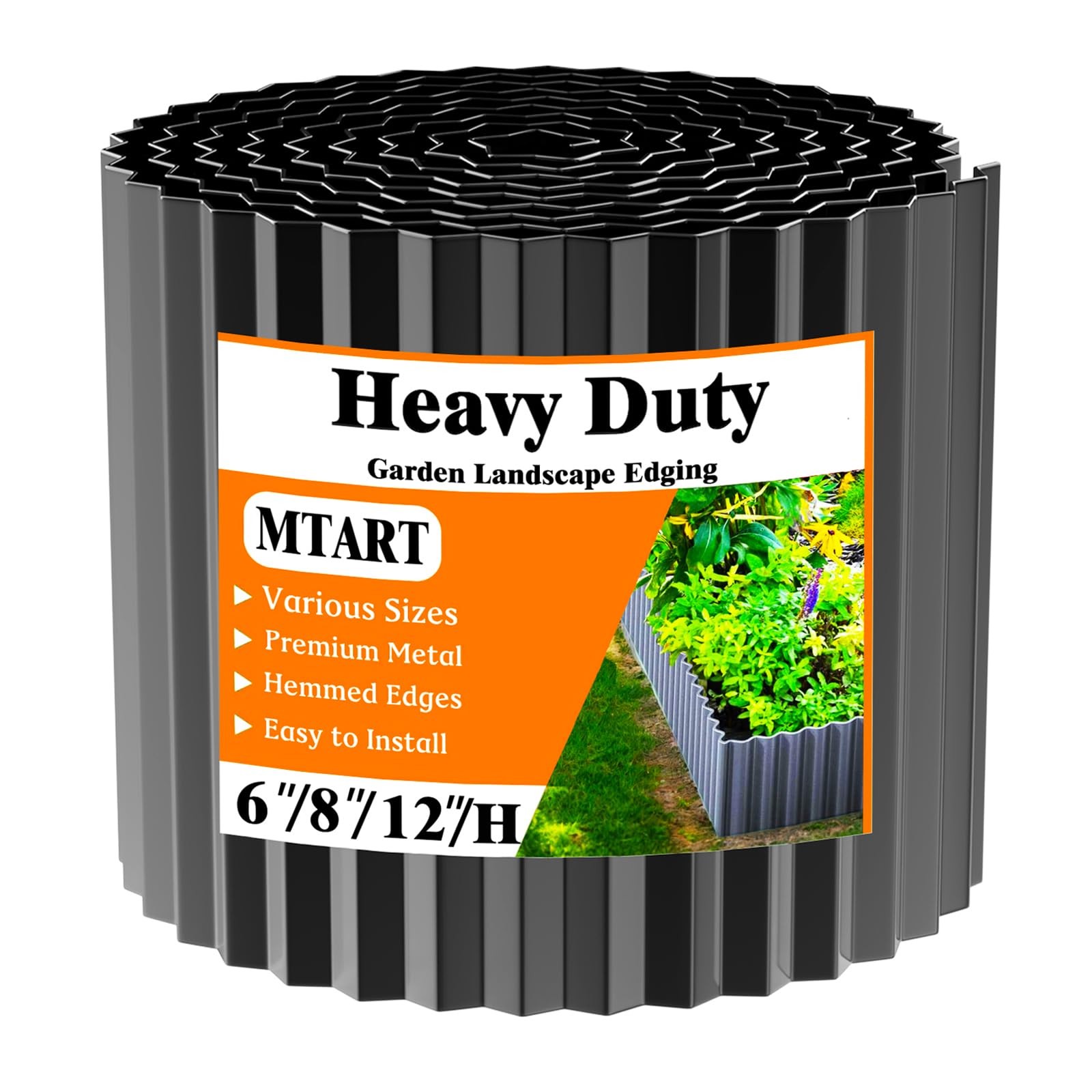 Corrugated Metal Edging for Landscaping, Sturdy Garden Edging Border for Flow...