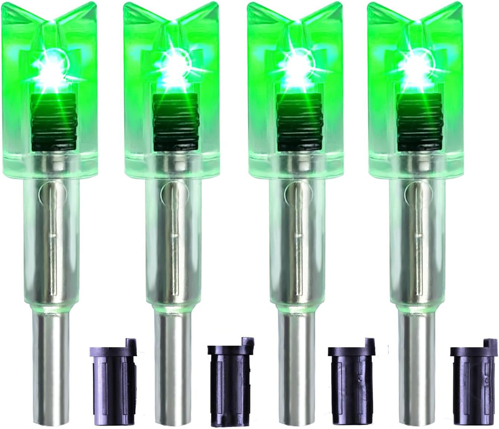 DEEPOWER Crossbow Lighted Nock with On/Off Switch 4 Pack with .285”/.297”