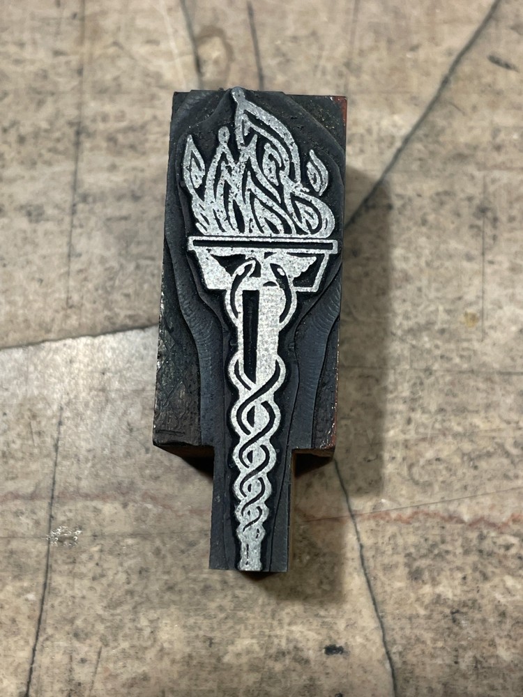 Printing Letterpress Printers Block Torch And Flame / Fire (1742)