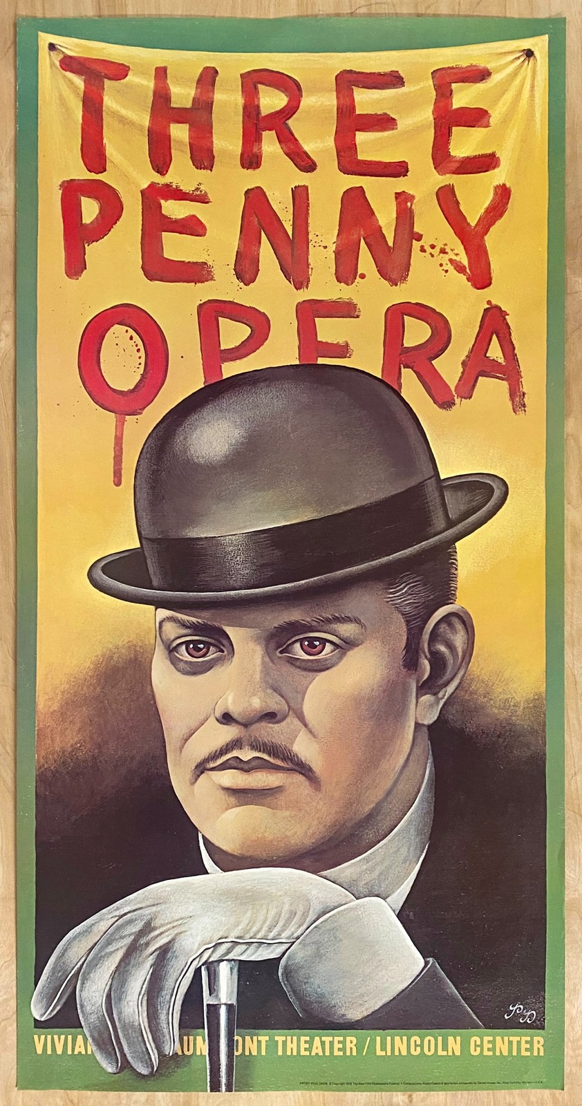 1976 Three Penny Opera Broadway Musical Poster by Paul Davis Threepenny Vintage