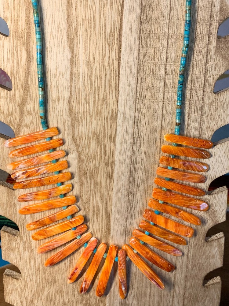 TURQUOISE ~ ORANGE SPINY ~ NECKLACE