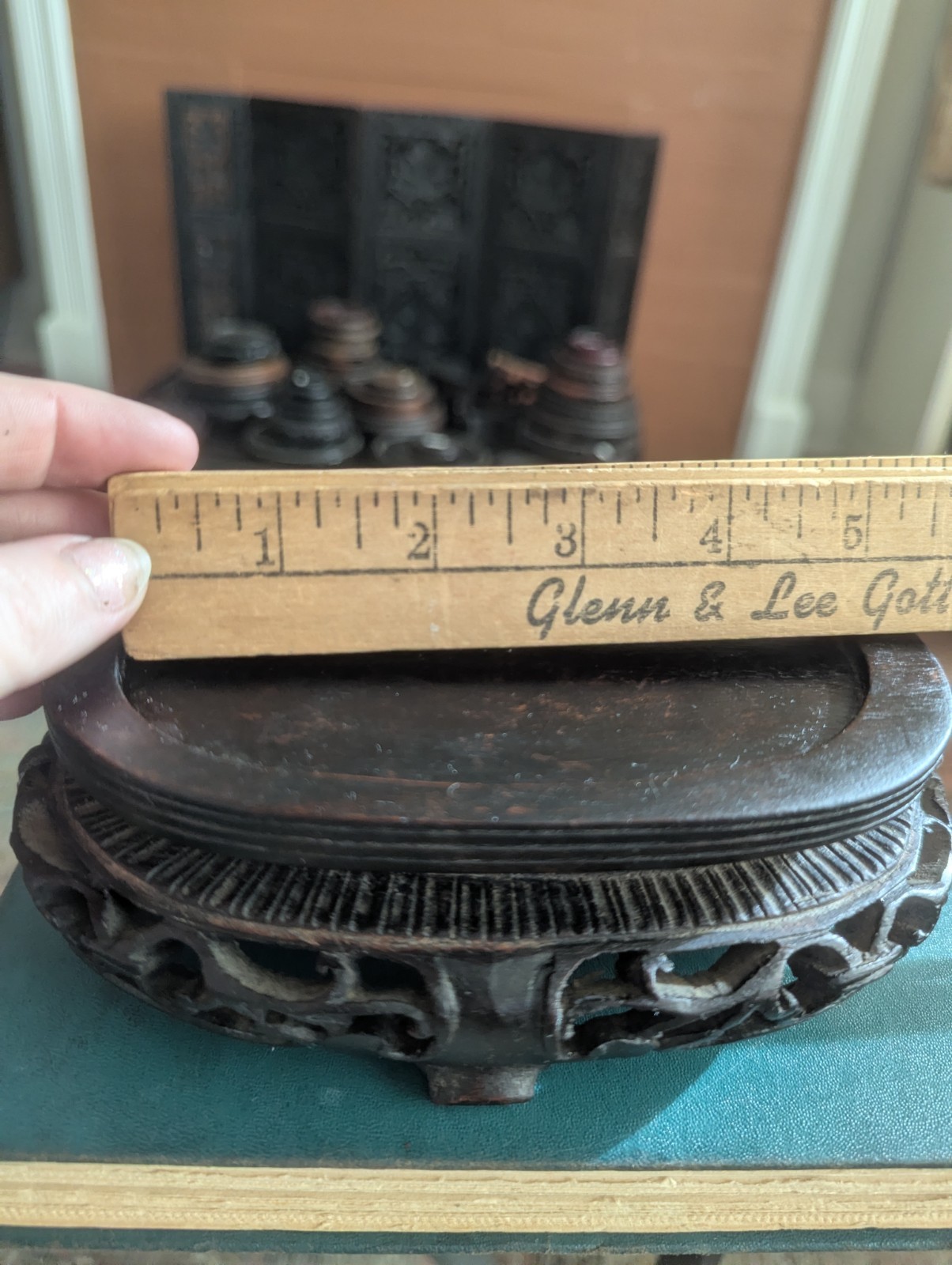 Vintage Chinese Carved Openwork Wood Display Stand Vase Base