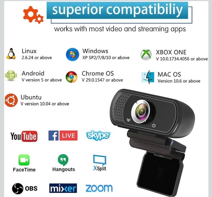 1080P Webcam,Live Streaming Web Camera with Stereo Microphone, Desktop or Lap...
