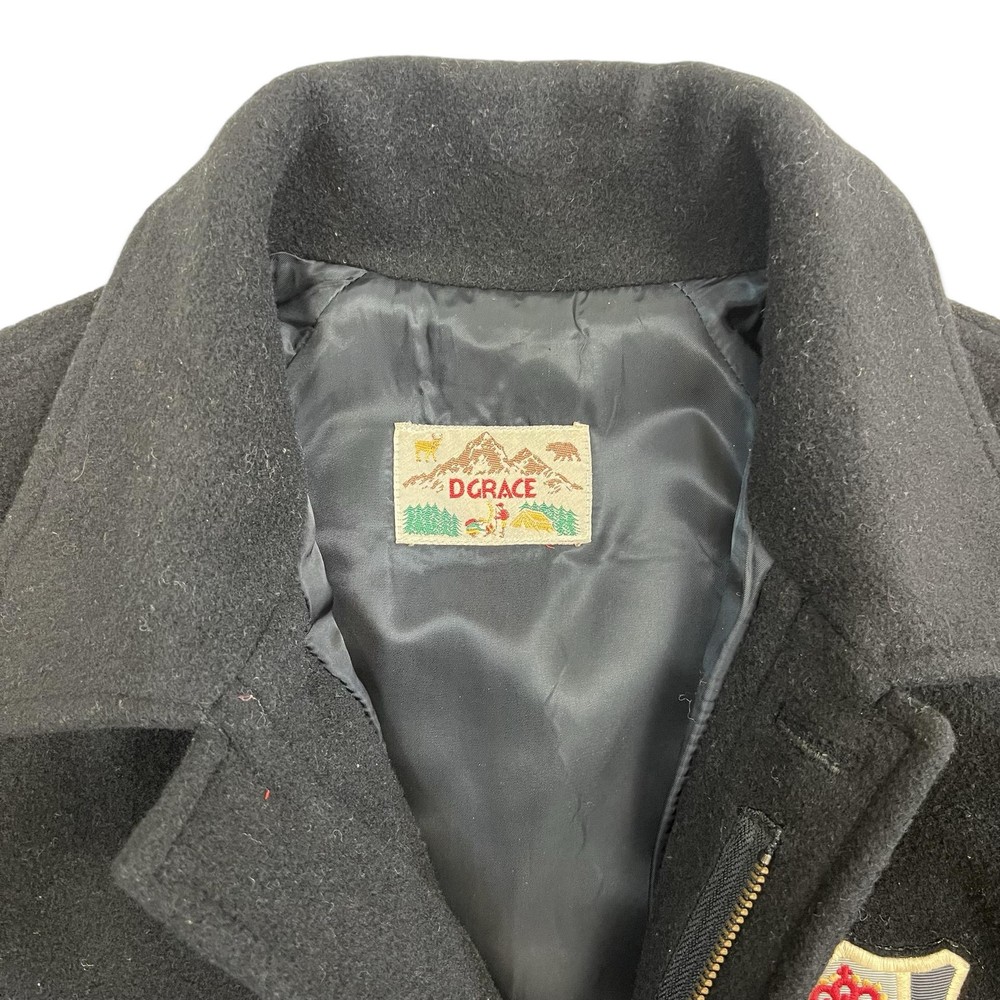 Vintage Black Wool Varsity Jacket Large
