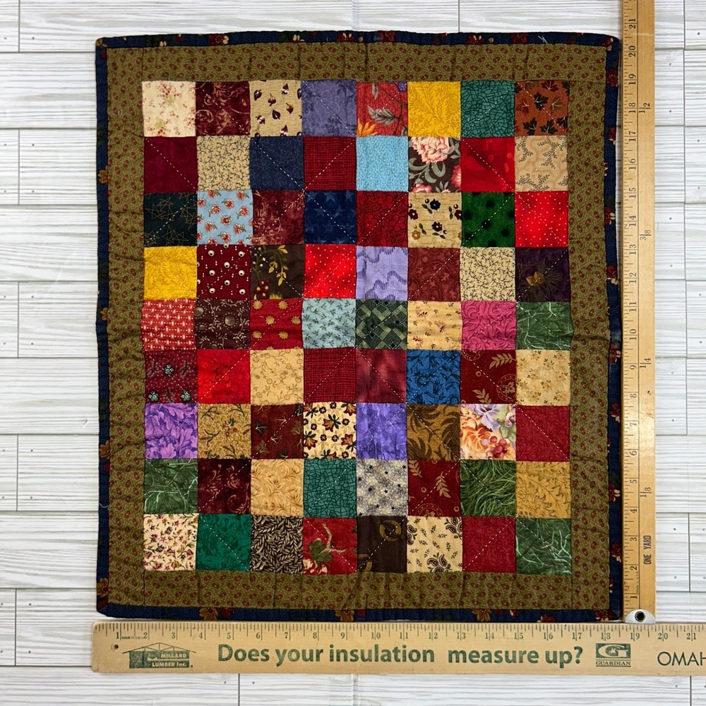 Handmade Quilt 9-Patch Block Pattern Sampler Wall Decor 18x20 Hand Quilted
