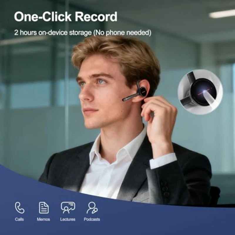 Oleap Archer AI Transcribed Wireless Headset Single Ear Bluetooth Headset, Meeti