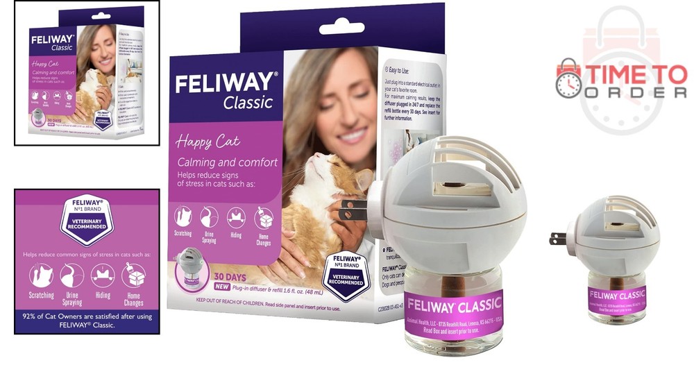 Cat Calming Diffuser Kit 48ml Pheromone Stress Relief for Kittens & Cats