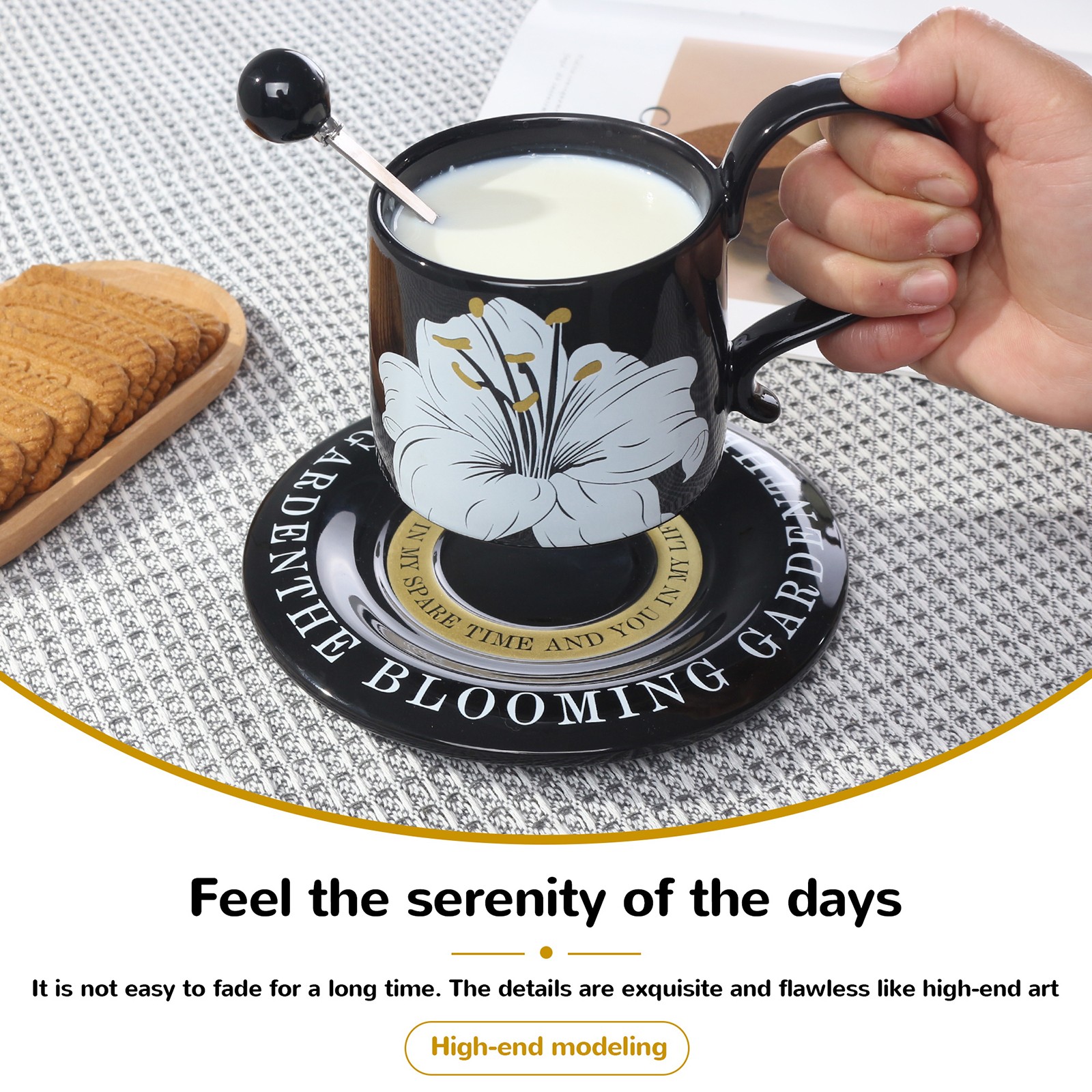 Ceramic Coffee Mugs Retro Style Afternoon Tea Mugs for Home Use, Black