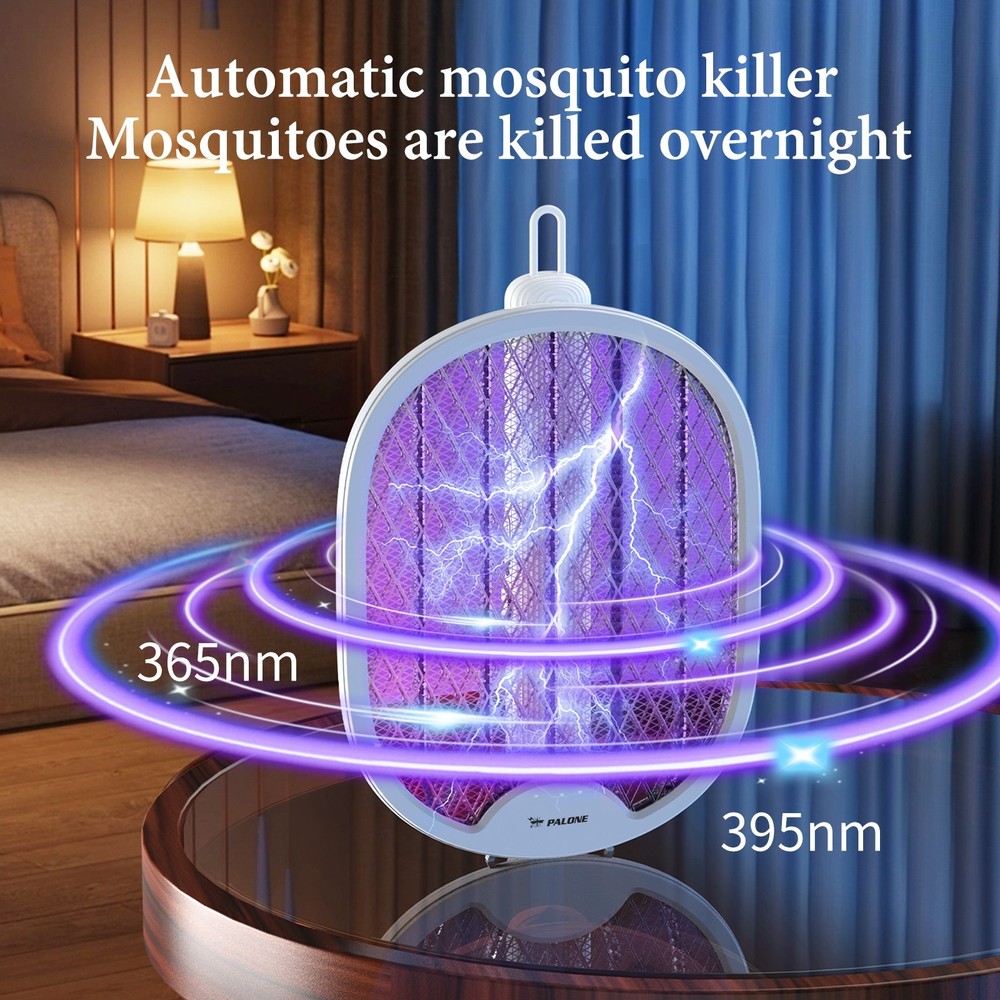 Multi functional electric mosquito swatter, handheld, wall mounted, desktop