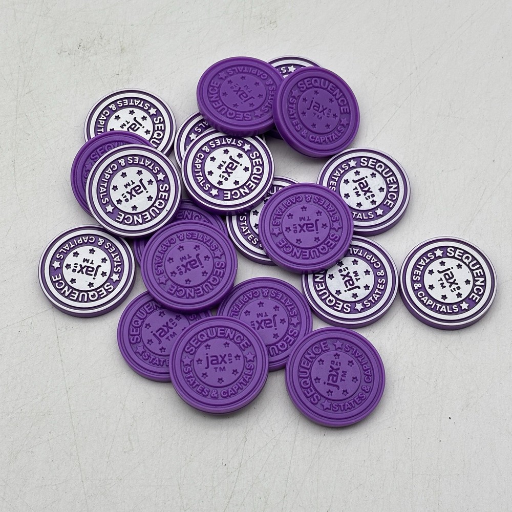 Sequence States and Capitals 20 Purple Plastic Chips 2006 Replacement Pieces