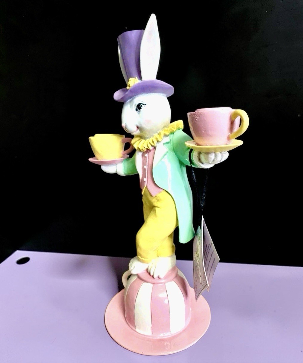 Mad Hatter Easter Bunny MacKenzie Style 13” VIRAL Candle Holder NEW IN BOX