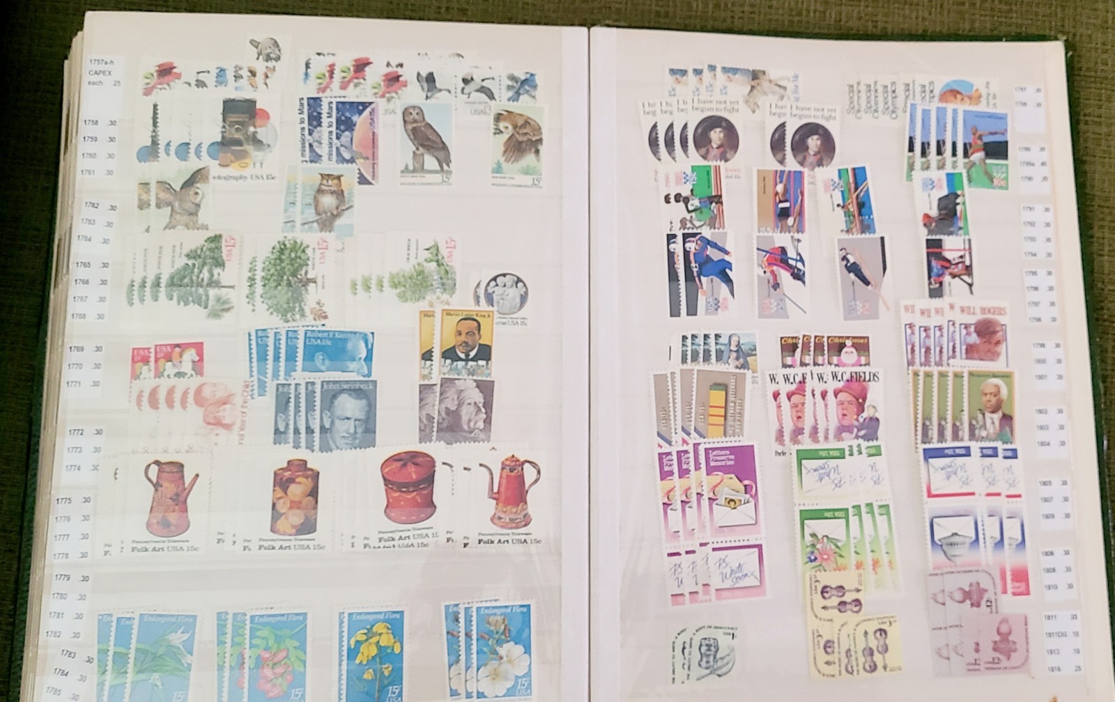 US STAMPS Lot MNH Mixed FV $190, Scott Identified In Binder + Plate Block Sets