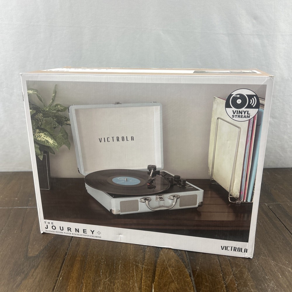 Victrola Journey+ Bluetooth Record Player Suitcase Blue Open Box Tested Working