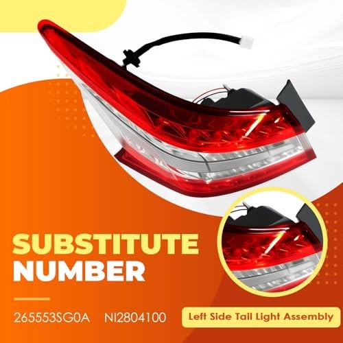 Left Side Outer Tail Light Assembly Compatible with Sentra 2013 2014 2015