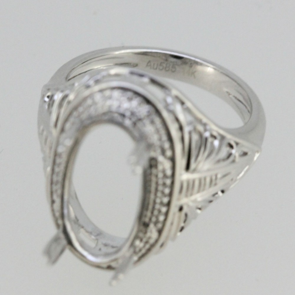 Sterling Silver Semi Mount Ring Setting Oval OV 15x8mm Repro