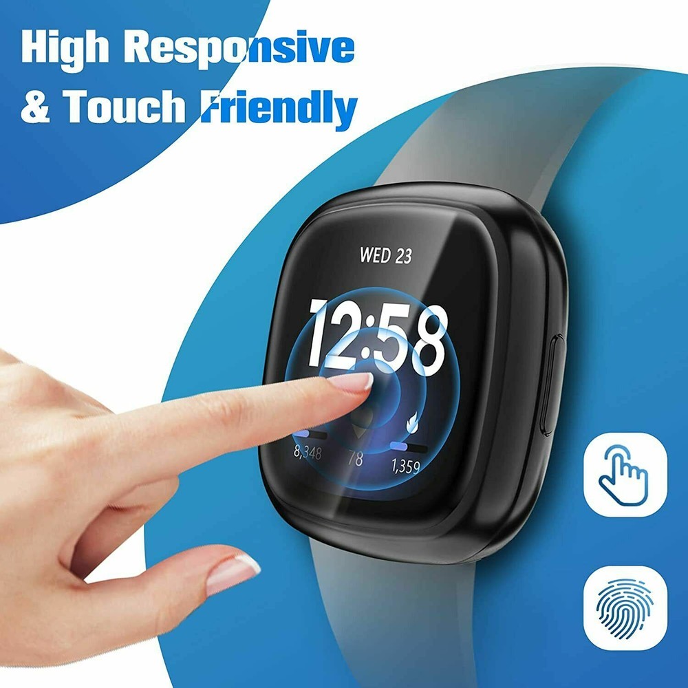 8 Pack Screen Protector Case for Fitbit Sense/Versa 3 Soft TPU Full Bumper Cover