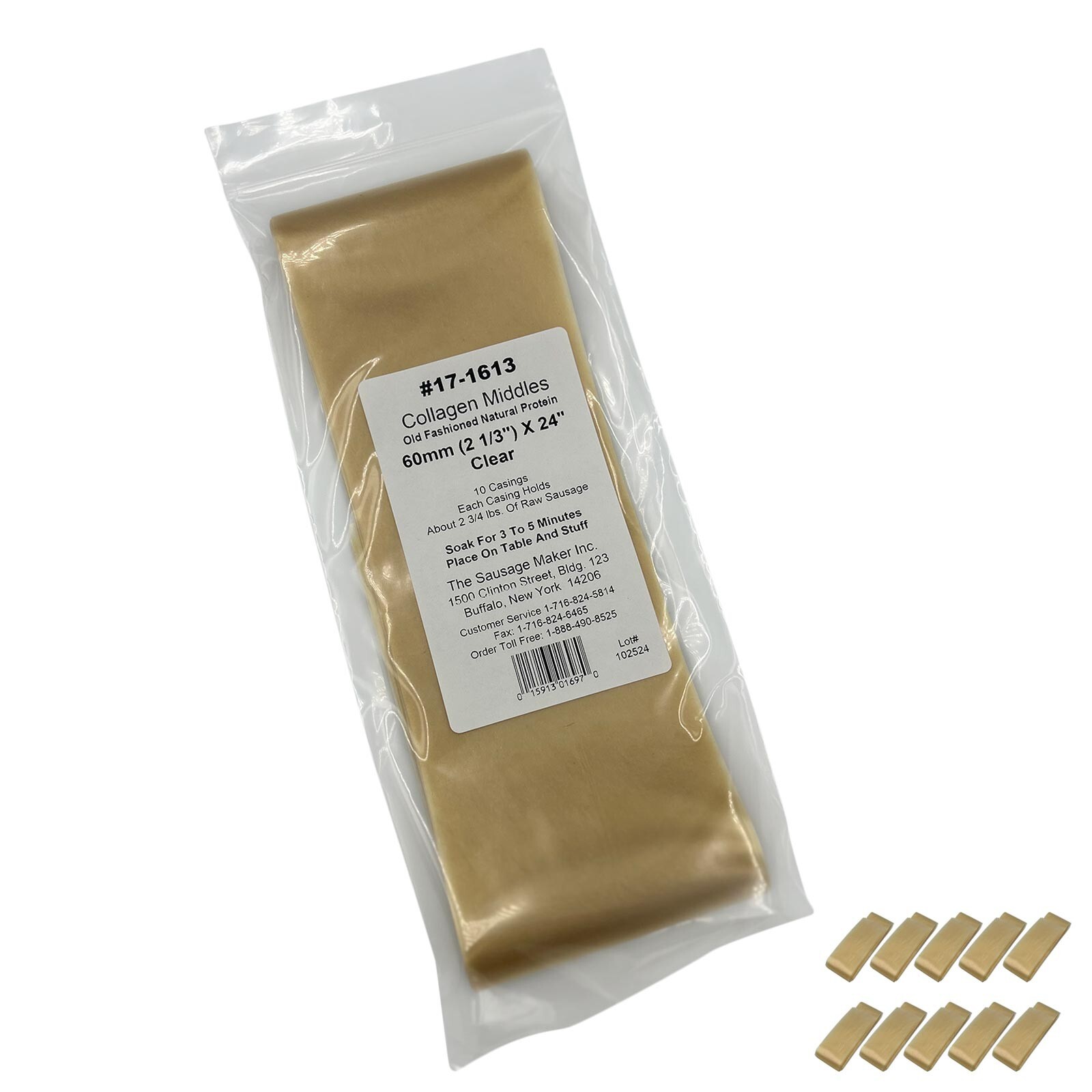 TSM® Non-Edible Clear Collagen Casings For Sausage Making 40mm to 100m - 10 Pack