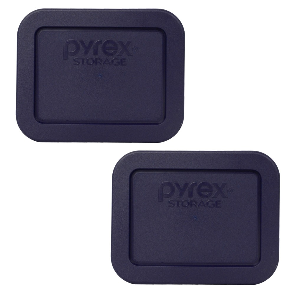 Pyrex 7213-PC Rectangular Blue 1.9 Cup Plastic Storage Lid 2PK for Glass Dish