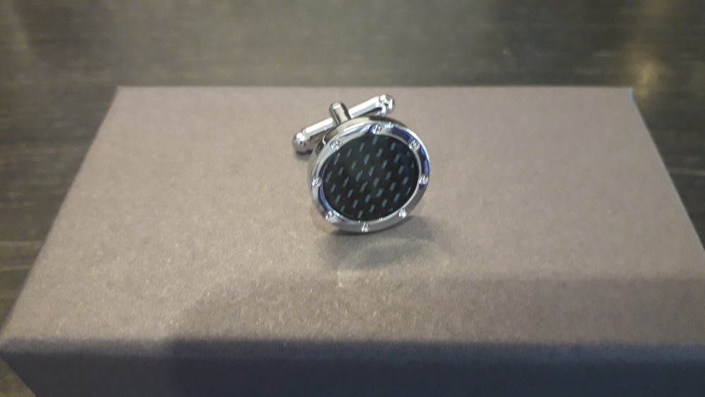 Round Black Carbon Fiber Cufflinks