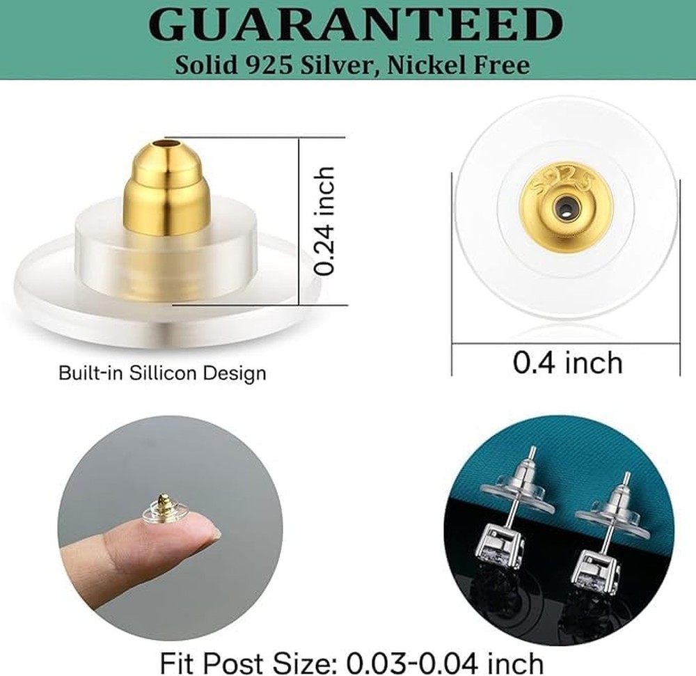 Earring Backs, Hypoallergenic 3pairs Earring Backs Replacements for Studs/Dro...