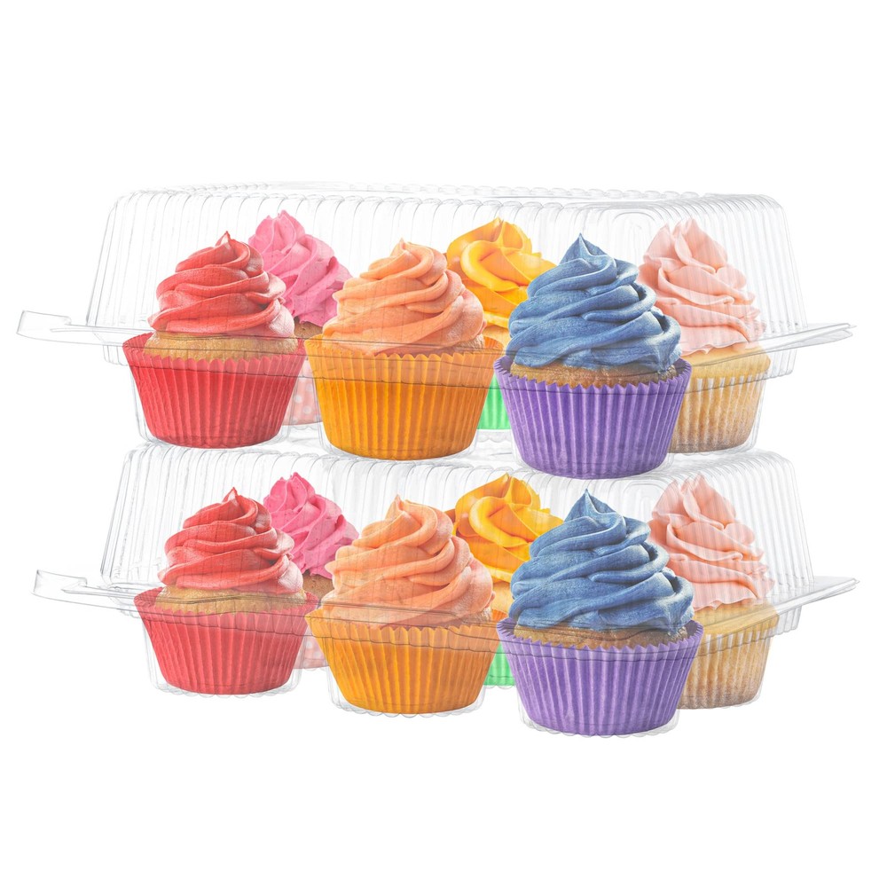 Plastic Cupcake Containers Boxes | 6 Compartment – 42 Pack | Disposable High ...