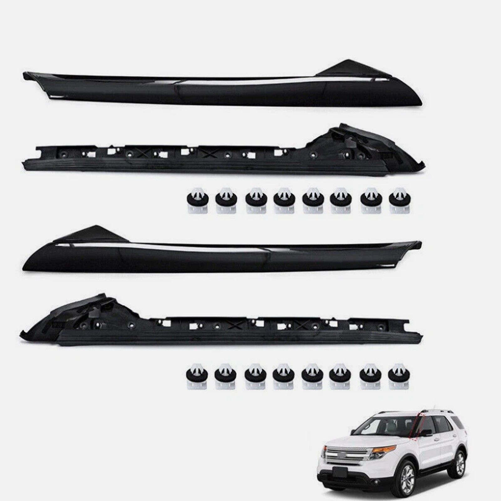 4Pcs For 11-19 Ford Explorer Left Right Side Windshield A-Pillar Molding Trim