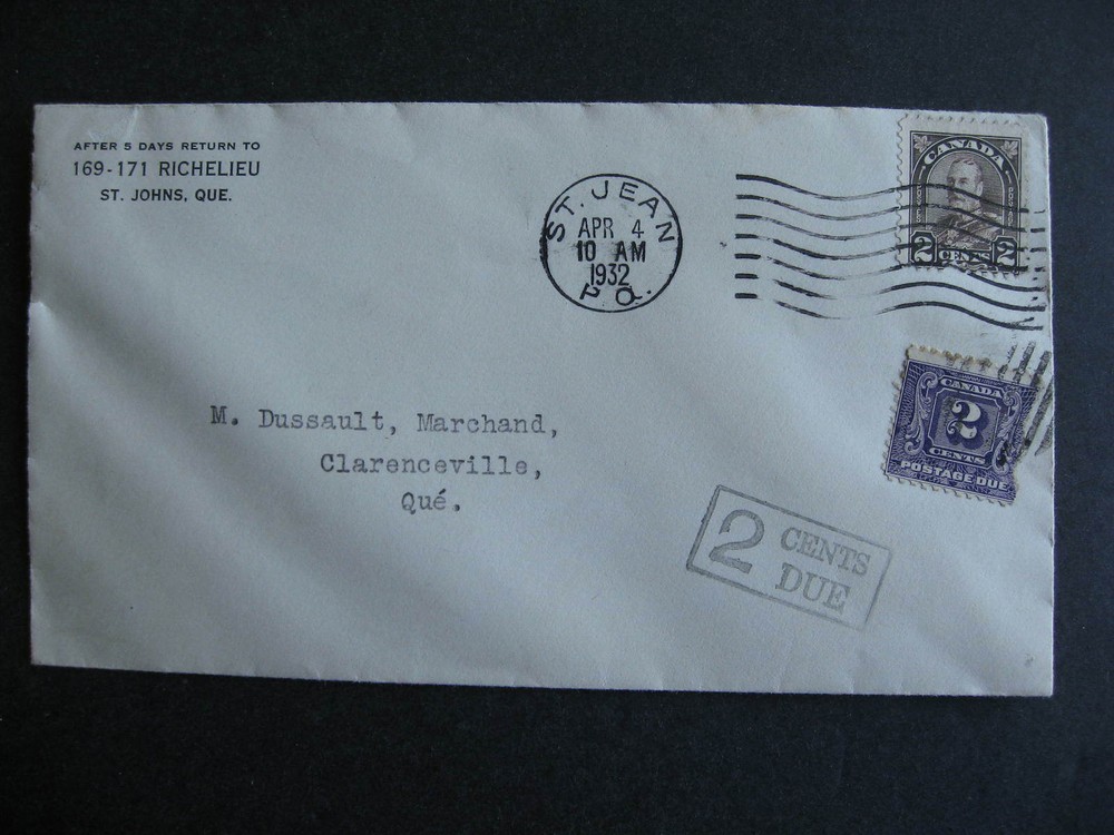 Canada postage due cover with damaged J7 check it out!