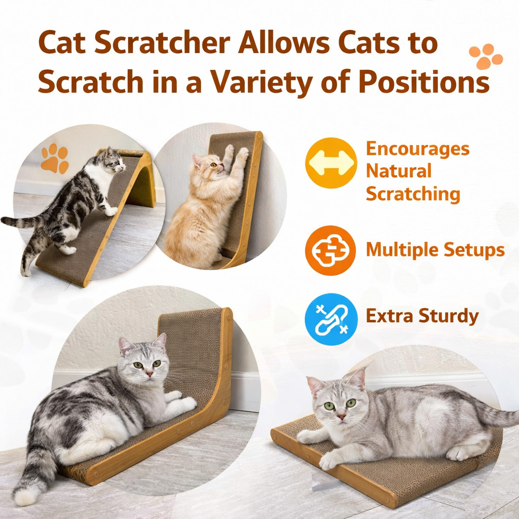 SnuggleSpruce Cat Scratcher, Cardboard Scratching Post Pad, L-Shape, Neutral