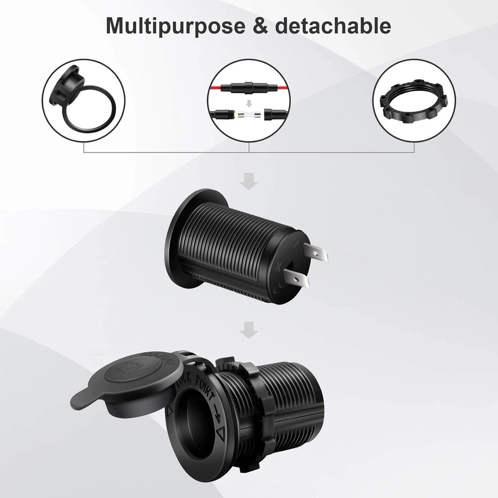 2pc Car Motorcycle Boat Cigarette DC 12V Waterproof Lighter Socket Outlet Plug--