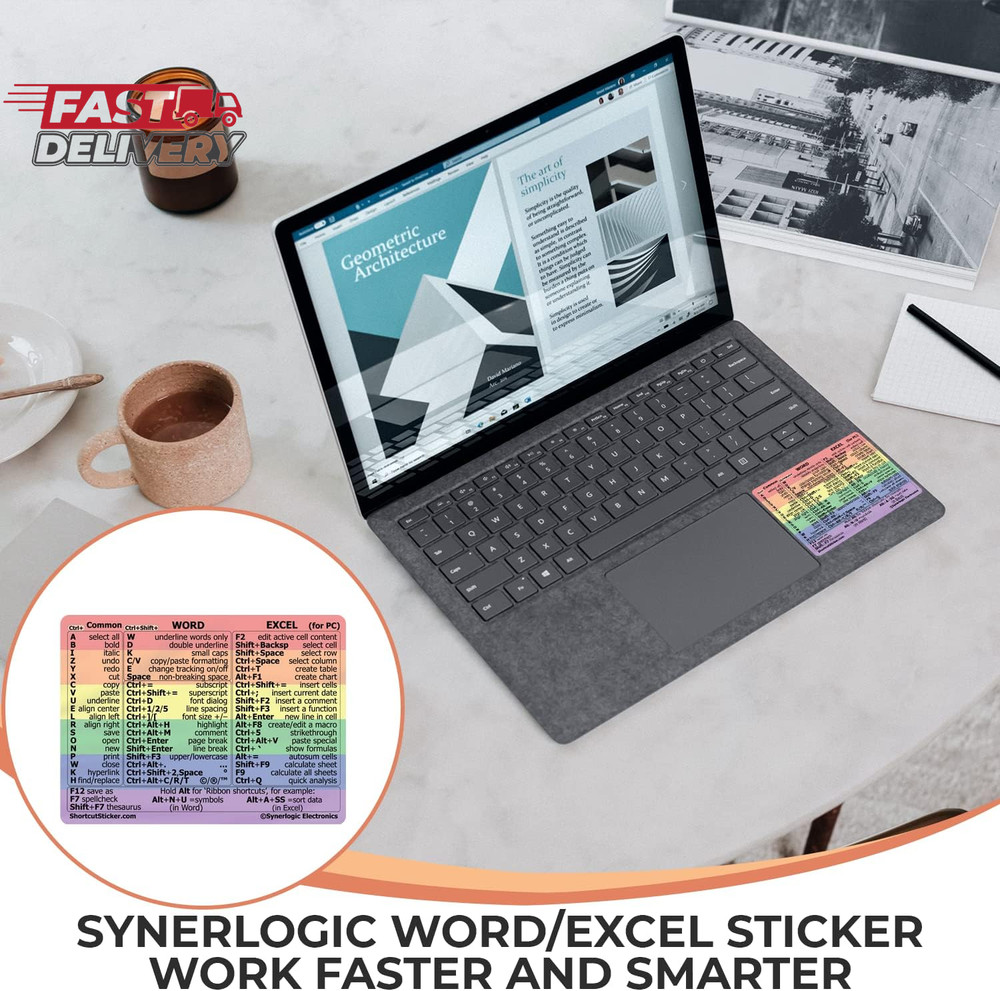 Synerlogic Word/Excel Windows Shortcut Sticker | Reference Guide Keyboard Shortc