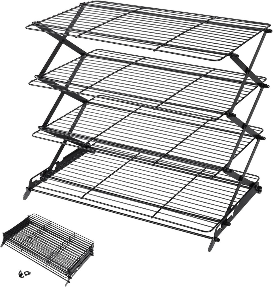 2/3/4-Tier Upgraded Collapsible Cooling Rack with Adjustable 3 Setting Design...