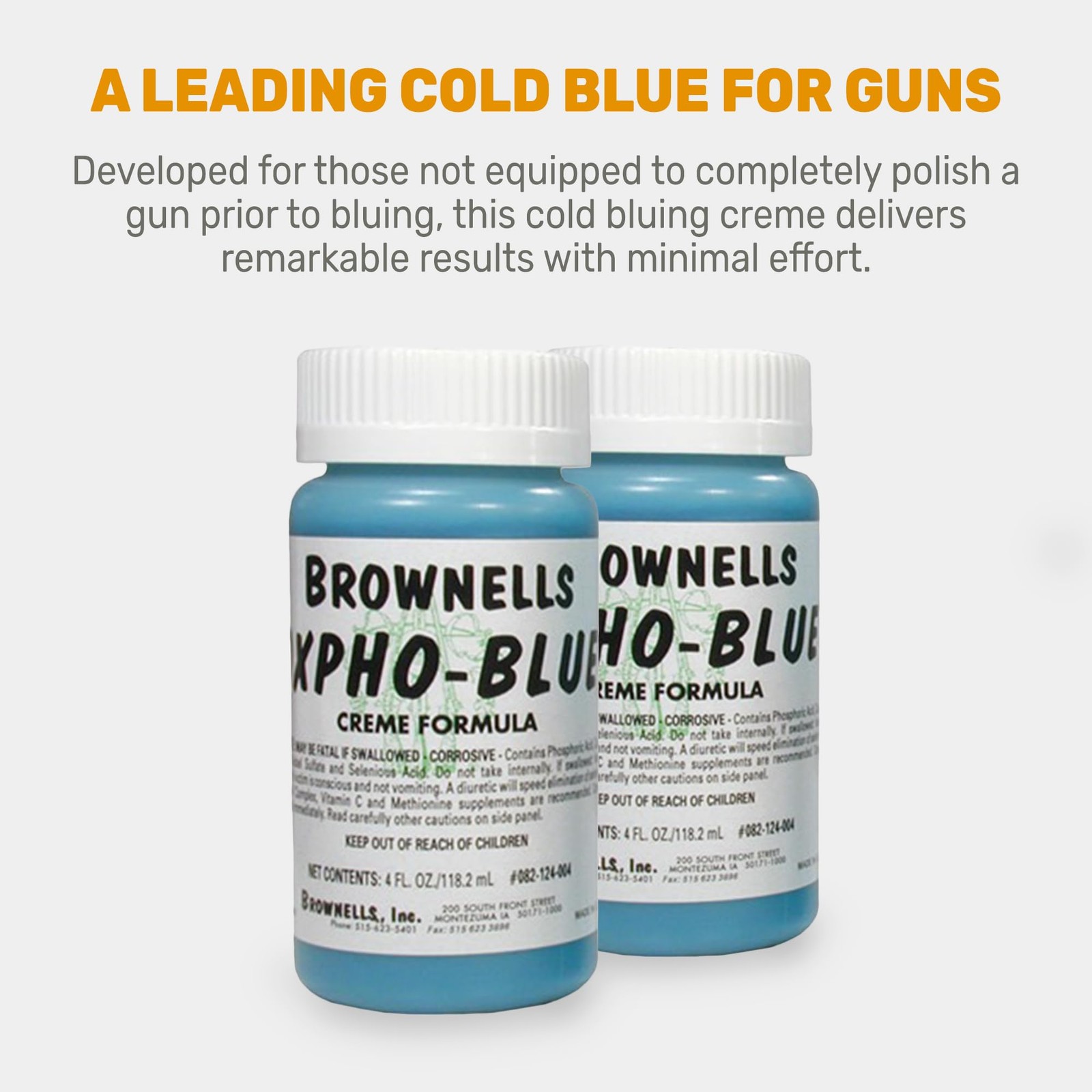 Brownells Oxpho-Blue Creme Gun Blue, Cold Bluing Solution, 4 FL Oz, Blue