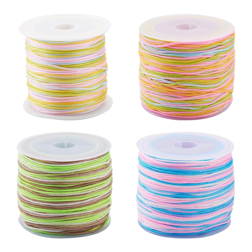 4 Rolls Nylon Cord Segment Dyed String 0.8mm, 4 Colors,