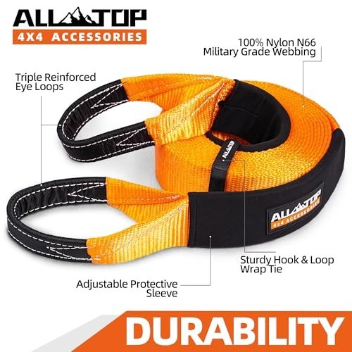 Heavy Duty Tow Strap Recovery Kit 3" x 30ft 35,000 lbs 100% Nylon Off-Road