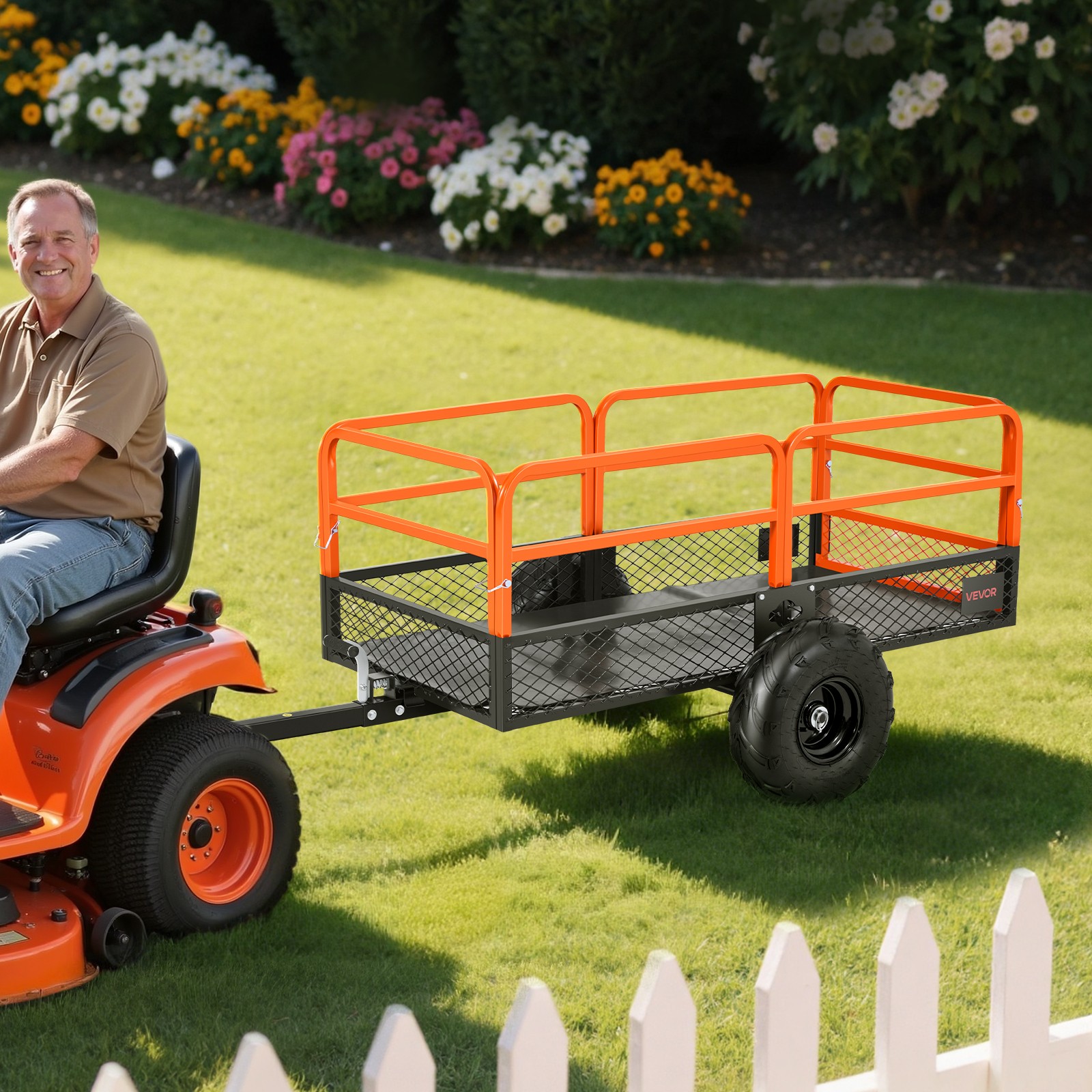 VEVOR Dump Trailer 1600 lbs 22 Cu. Ft Tow Behind Steel Garden Yard Trailer Cart