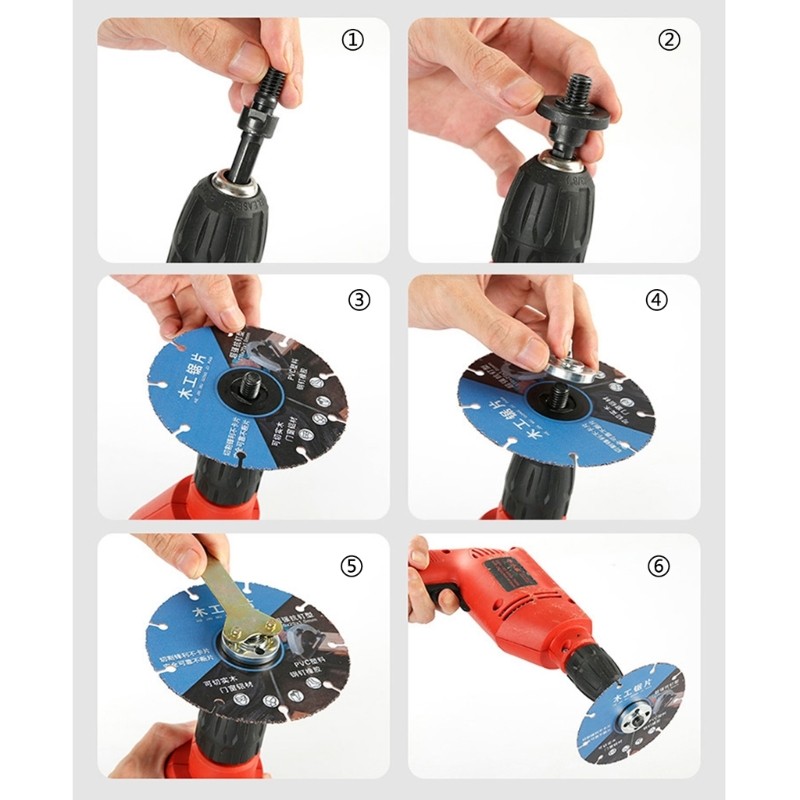 Multiple Use Drill Conversion Adapter with Attaching Cutting and Polishing Disc