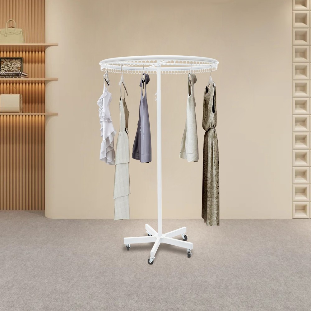 Rotatable Round Clothes Rack - Adjustable Height, Sturdy & Stylish Design