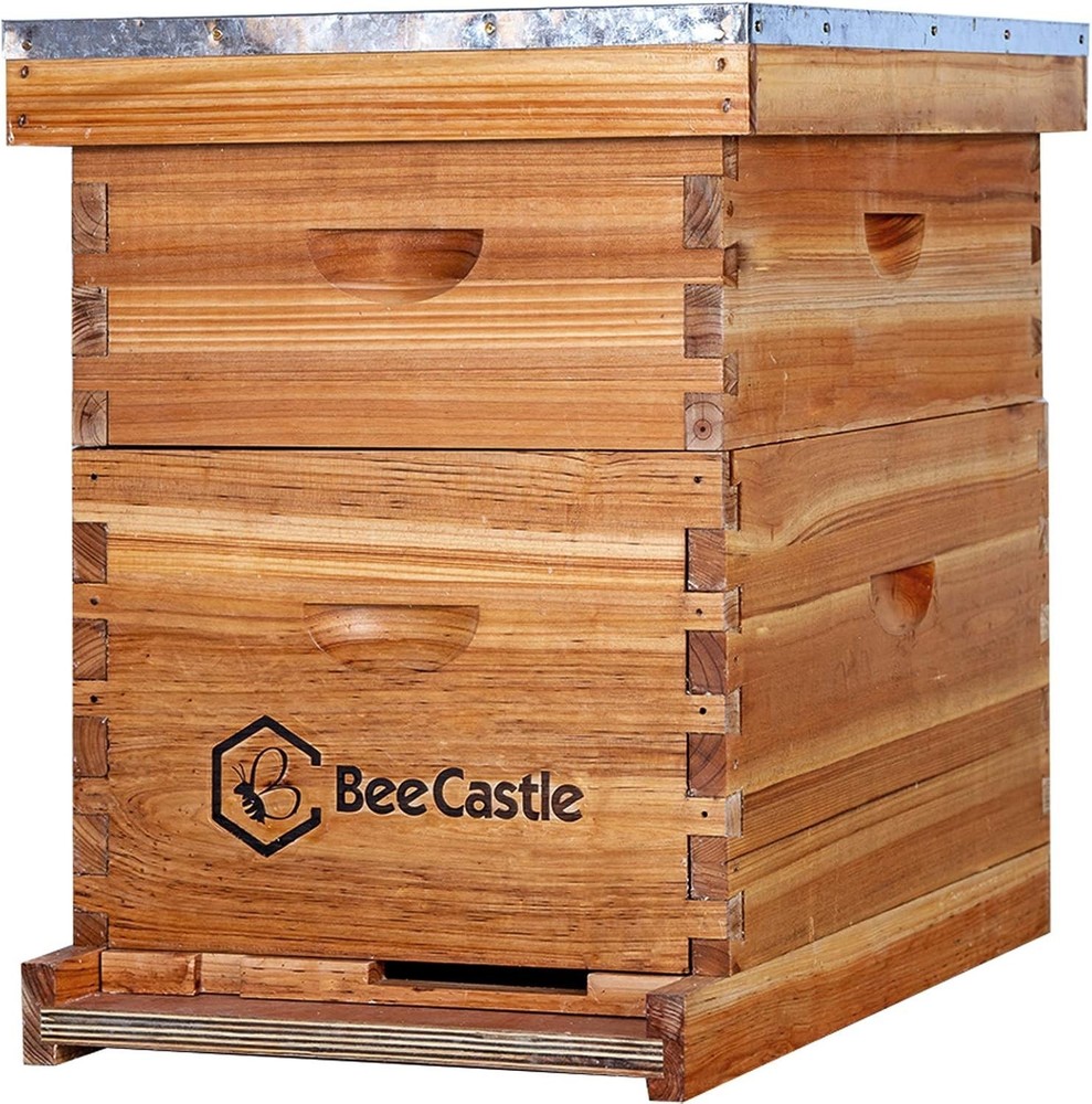 Durable 8-Frame Langstroth Bee Hive Kit with Beeswax Coating & Easy Assembly