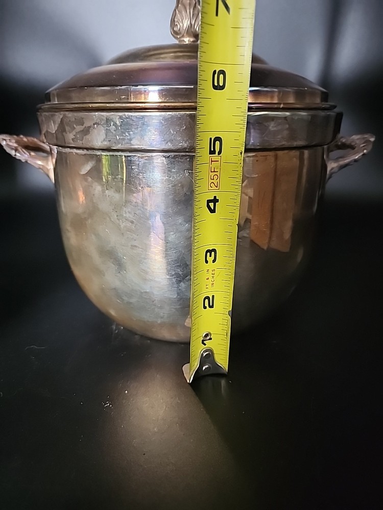Vintage Federal Silver Company Silver Plated Ice Bucket Tarnished/ Pyrex Insert