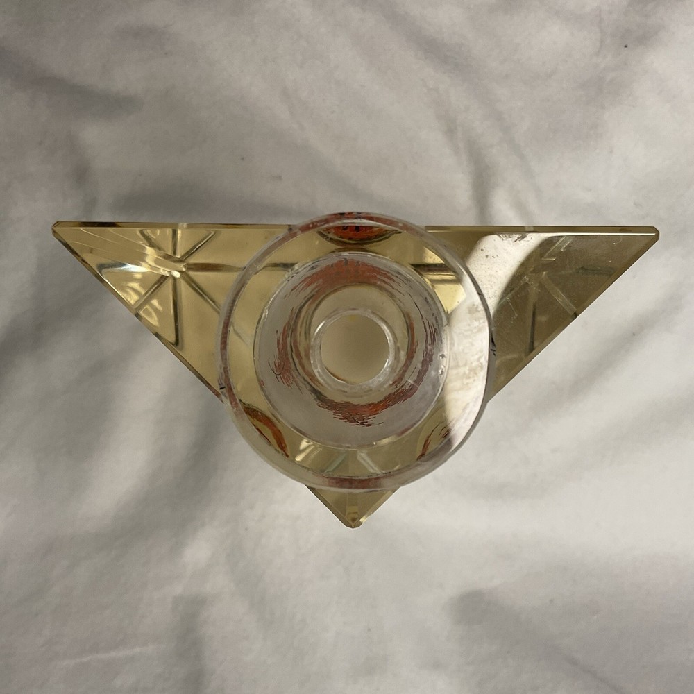 Vintage Triangle Perfume / Snuff Bottle, Reverse Hand Painted- 7.75 "